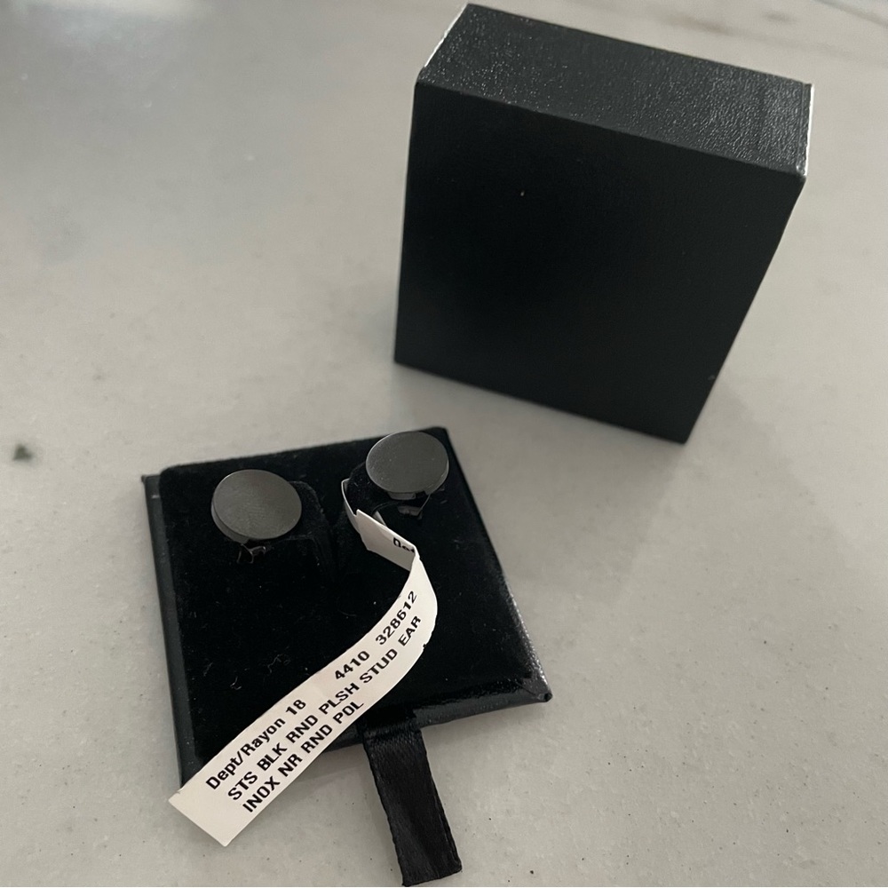 Black Stainless Steel circle stud earrings.